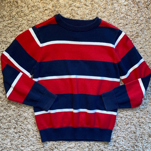 Size 5/6 boys red, white and navy blue sweater. - Picture 1 of 3